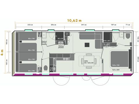 Mobile home 6 persons - Mobile home Prestige SPA - 3 bedrooms including 1 master suite - sheets, towels and plancha