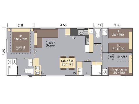 MOBILHOME 6 personas - Casa móvil familiar con aire acondicionado DOMINGO