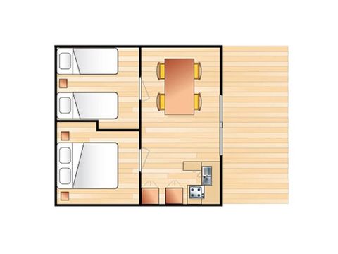 TENDA IN TELA E LEGNO 4 persone - Tenda lodge 4 pers. 2 camere da letto