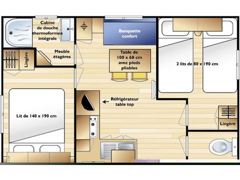 Stacaravan 4 personen - 2 kamers op ZONDAG (juli/augustus)