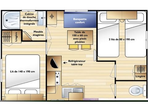 Mobilheim 4 Personen - 2 Zimmer am SONNTAG (Juli/August)