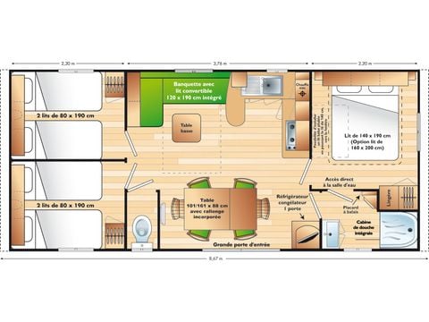 MOBILHOME 6 personas - CASA MÓVIL de 3 habitaciones con CLIM en DIMANCHE (julio/agosto)