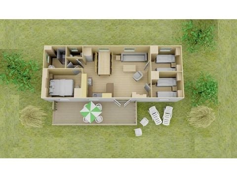 MOBILHOME 6 personas - Confort | 3 Dormitorios | 6 Pers. | Terraza elevada | Aire acondicionado
