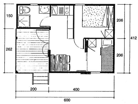 Chalet 4 personen - 2 kamers 2/4 personen