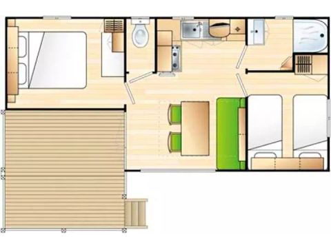 Stacaravan 6 personen - 3 Kamers 4/6 Personen;