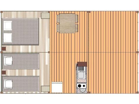 Canvas and wooden tent 5 persons - STANDARD LODGE (WITHOUT SANITARY FACILITIES)