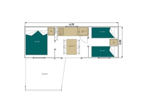 TIENDA DE LONA Y MADERA 4 personas - NOMADE LODGE sin instalaciones sanitarias