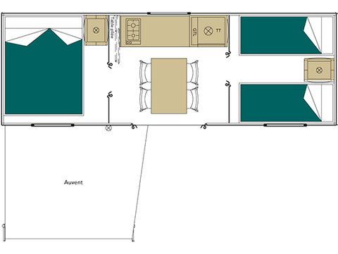 Tienda de lona y madera 4 personas - 2 habitaciones para 4 personas con baño privado