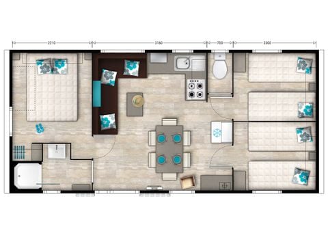 MOBILHOME 6 personas - Mobil-home | Classic XL | 3 Dormitorios | 6 Pers. | Terraza individual | Aire acondicionado | TV