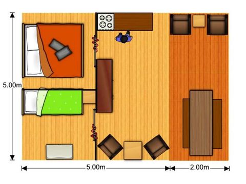 Tent van canvas en hout 4 personen - Safaritent 35m
