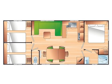 Stacaravan 6 personen - Vrije tijd 6 personen 3 slaapkamers 35m²