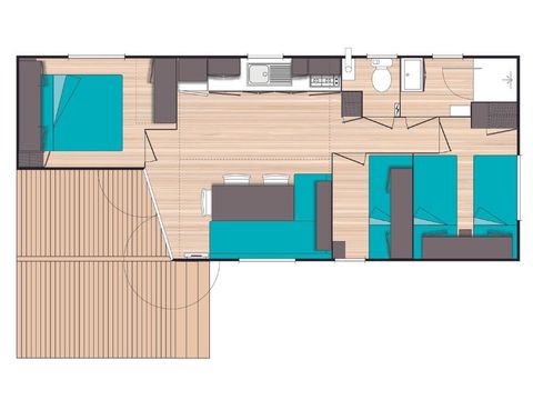 MOBILHOME 6 personas - 3 habitaciones Ocio - TV - CLIM