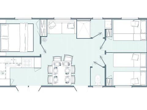 Mobilheim 6 personen - 3 Schlafzimmer - Freizeit - TV - KLIMA