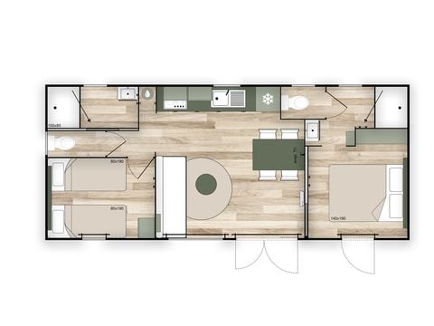 MOBILE HOME 4 people - COTTAGE Premium 2 bedrooms 2 bathrooms 35 m2 +TV + Dishwasher + air conditioning + plancha + XL terrace