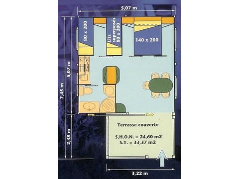 CHALET 5 personnes - Chalet Confort 25m² (2 chambres) + terrasse couverte 5 pers