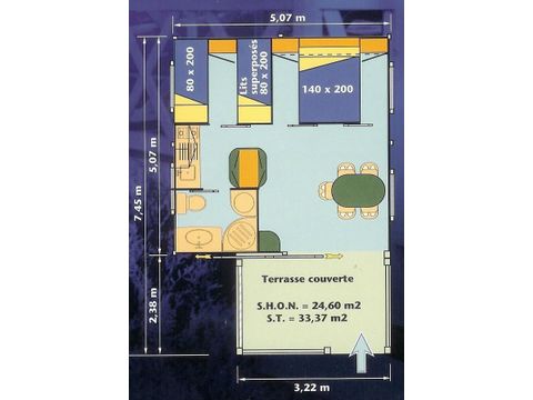 Chalet 5 personnes - Confort 25m² - 2 chambres - Terrasse couverte
