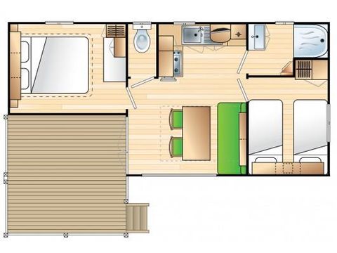 MOBILE HOME 4 people -  Mobile home Premium 27m² (2 bedrooms) + covered terrace + dishwasher + TV + air conditioning for 4 people
