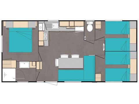 MOBILHOME 6 personnes -  Mobil home Premium 31m² (3 chambres) + terrasse couverte + Lave vaisselle + TV + Climatisation 6 pers