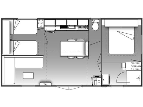 MOBILHOME 6 personas -  Mobil home Confort 29 m² (2 habitaciones) + terraza cubierta + TV 4/6 pers