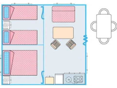 MOBILHOME 6 personnes - Bungalow Funflower Standard 25m² (2 chambres) - sans sanitaires privés 4/5 pers