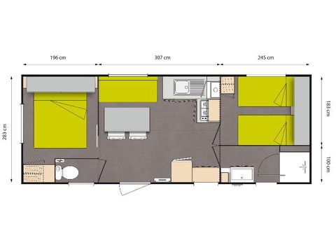 MOBILHOME 4 personnes - Mobil home Confort 23/27m² - 2 chambres - terrasse couverte + TV 4 pers