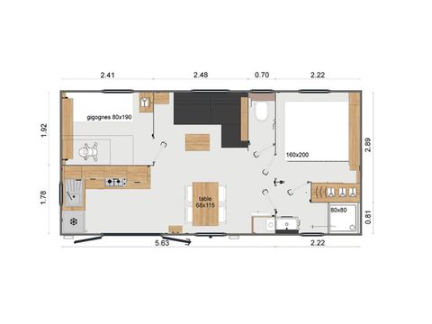Mobile home 4 persons - Premium (2019)-2 bedrooms-large living room TV, dining room, kitchen-large terrace-free WIFI