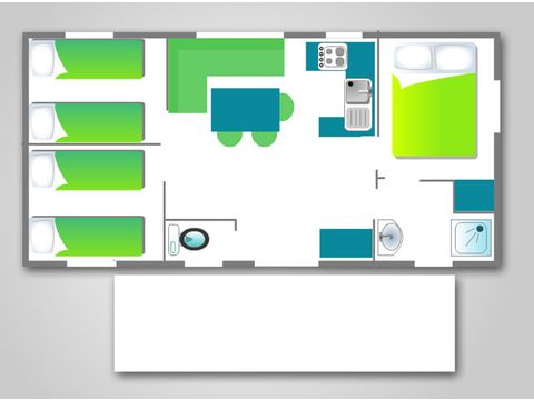 Stacaravan 6 personen - 3 slaapkamers