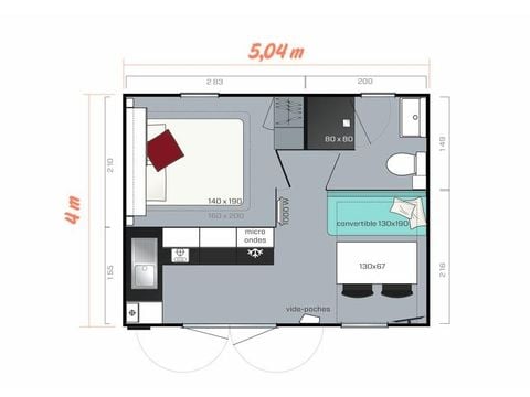 Mobilheim 2 Personen - Komfort 1 Zimmer
