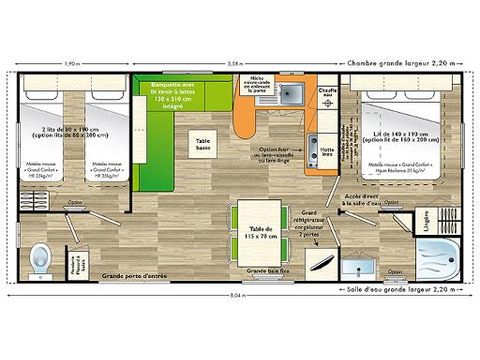 Mobilheim 4 Personen - Komfort 2 Zimmer