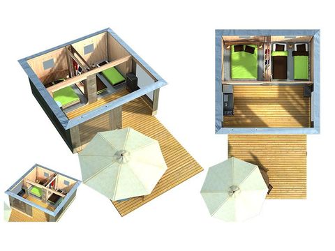 TENDA IN TELA E LEGNO 4 persone - Lodge con 2 camere da letto