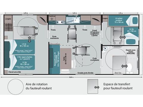 BUNGALOW 5 personnes - PMR  5 personnes - 2 chambres