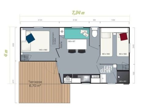 Stacaravan 6 personen - Super Mercure 2CH - 4/6P (M/M)