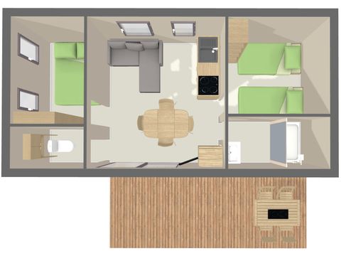 BUNGALOW 4 personnes -  CONFORT 33 m² (2 chambres) + Terrasse + TV