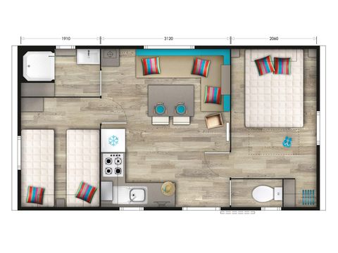Mobile home 6 persons - Comfort mobile-home 31m² 2 bedrooms + TV 4/6 pers