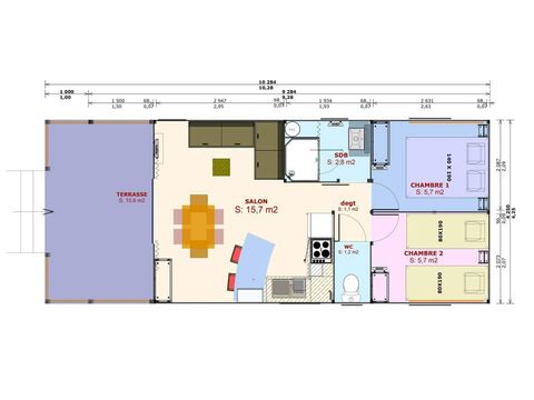 Lodge 4 personen - Lodge-Hütte Sweet Flower Confort + 32m² 2 Zimmer 4 Pers.