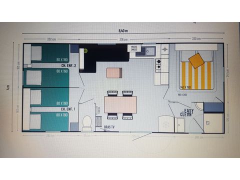 Casa mobile 6 persone - Casa mobile Comfort 34 m² 3 camere da letto + TV 6 persone + ARIA CONDIZIONATA