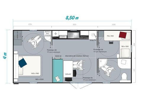 Stacaravan 4 personen - Comfort - 2 kamers PMR