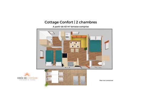 STACARAVAN 4 personen - Cottage Comfort 2 slaapkamers