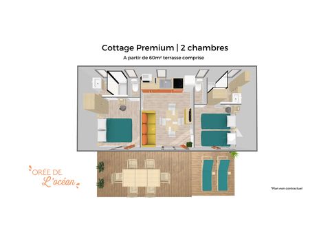 Mobilheim 4 personen - Cottage Premium - 2 Schlafzimmer - 2 Bäder