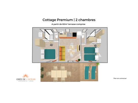 STACARAVAN 4 personen - Premium Cottage 2 slaapkamers 2 badkamers