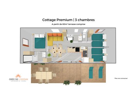 MOBILHEIM 6 Personen - Cottage Premium 3 Schlafzimmer 2 Badezimmer
