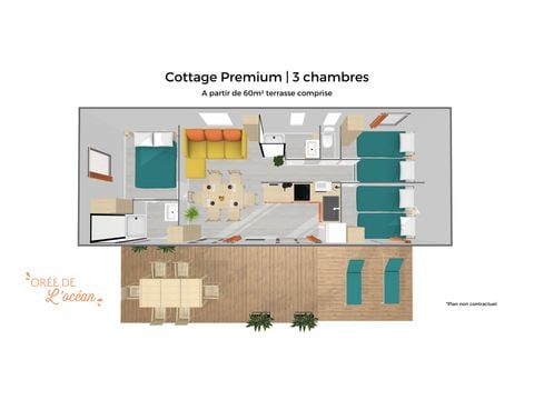 Mobile home 6 persons - Premium Cottage - 3 bedrooms - 2 bathrooms