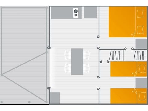 Tente en toile et en bois 4 personnes - TENTE LODGE 2 chambres 26m²