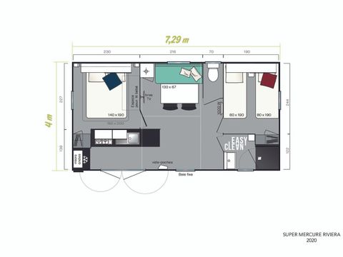 STACARAVAN 6 personen - Confort 26 m² - 2 kamers