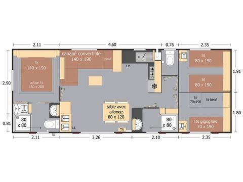 MOBILE HOME 8 people - Comfort 40m² - 3 bedrooms
