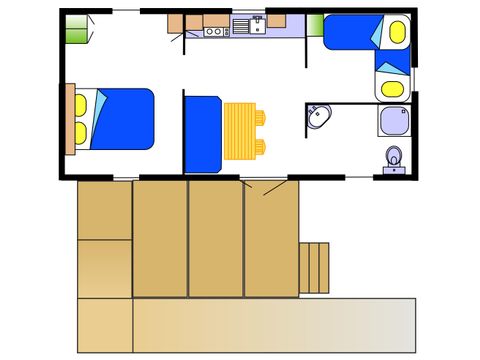 Mobilheim 6 Personen - Ophéa - PMR - 2 Zimmer + Terrasse