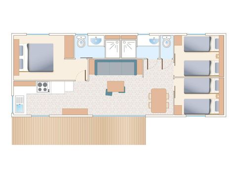 Mobile home 8 persons - MOBILE HOME RENTAL 40M² (3 bedrooms - 2 bathrooms) PREMIUM TV AIR CONDITIONING DISHWASHER 6/8 pers