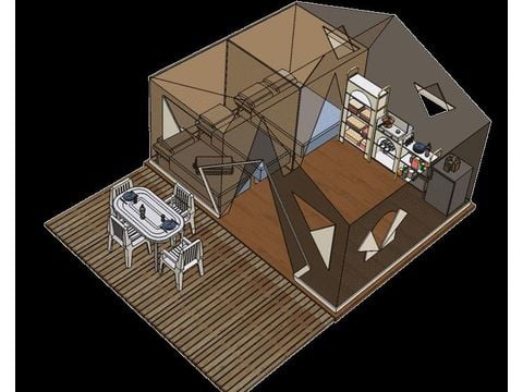 TENDA DA CAMPEGGIO 5 persone - ALLOGGIO STANDARD DEL TRAPPER senza servizi igienici