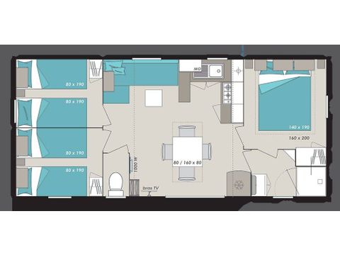 Stacaravan 6 personen - resort met 3 slaapkamers