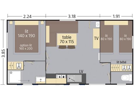Mobilhome 4 personas - 4 pers aire acondicionado